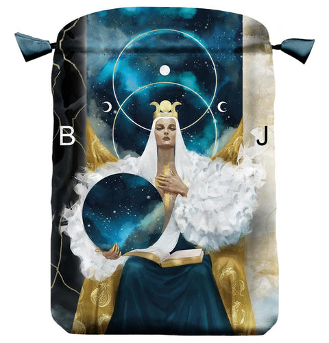 Astral Tarot Blue Satin Drawstring Bag by Lo Scarabeo 6x9in