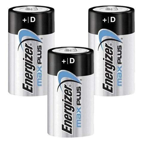 3x Energizer Max Plus D Alkaline Batteries 1.5V LR20 MN1300