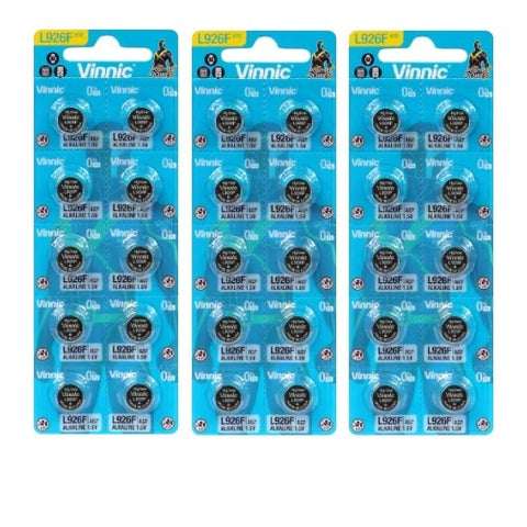 30x Vinnic L926 AG7 1.5V Alkaline Button Cell Batteries for Watches