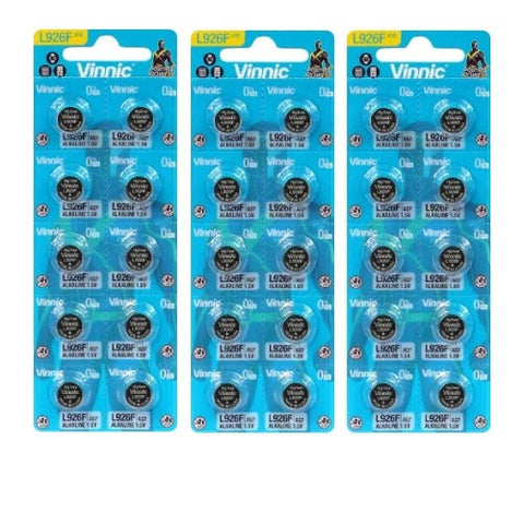 30x Vinnic L926 AG7 1.5V Alkaline Button Cell Batteries for Watches