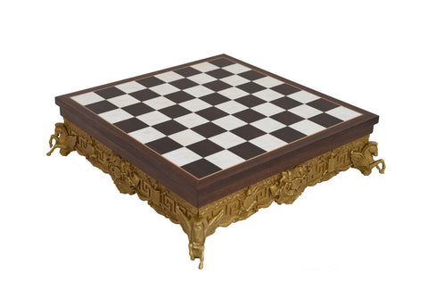 Italfama Roman Wood & Metal Chess Board with Piece Storage 43x43 cm