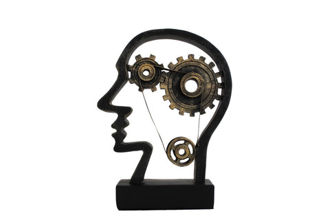Italfama Bronze Resin Human Mind Mechanism Sculpture 21cm Made in Italy