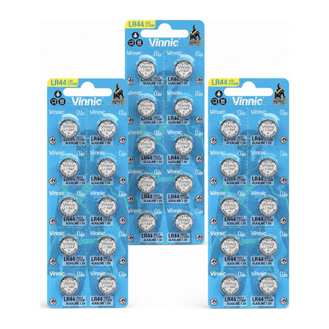 3x Vinnic LR44 AG13 L1154F 10-battery blister packs (30 batteries total)