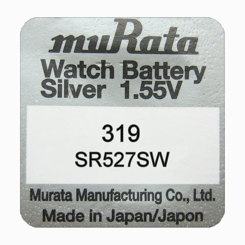 2x Murata 319 SR527SW Silver Oxide 1.55V Watch Batteries