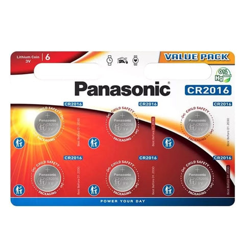 6x Panasonic CR2016 3V Lithium Coin Cell Batteries for Watch Calculator