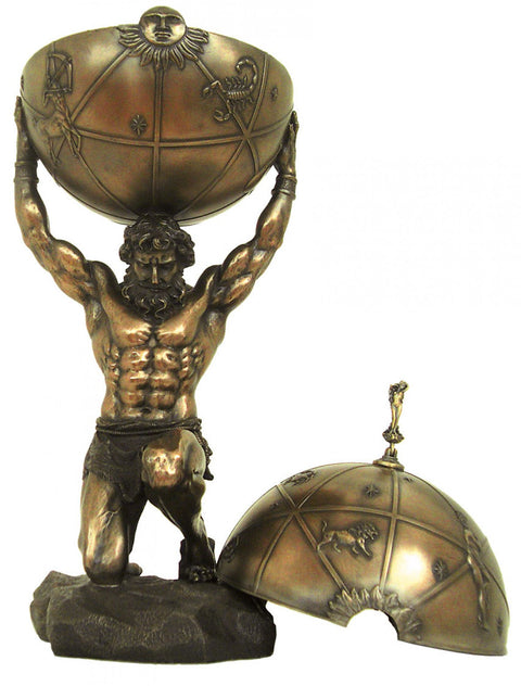 Atlas Titan Statue 62cm – Large Bronze-Finish Resin, Handcrafted, Made in Italy
