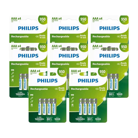 32x Philips AAA Rechargeable Batteries NiMH 950mAh 1.2V HR03 Micro