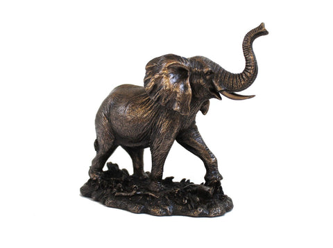 Italfama Elephant Figurine Raised Trunk Bronze Resin 18x8x16cm Handcrafted