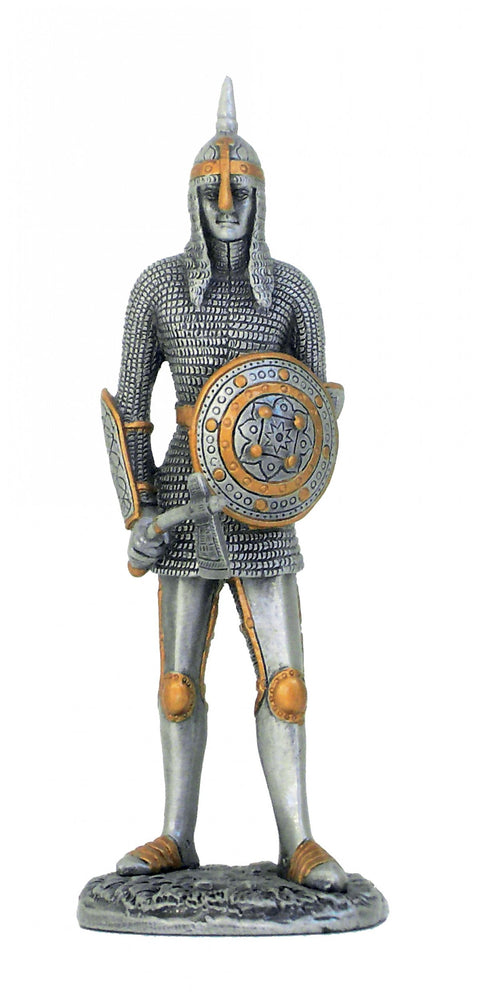 Italfama Pewter Knight Figurine Axe & Shield 11cm Hand-Painted Italy