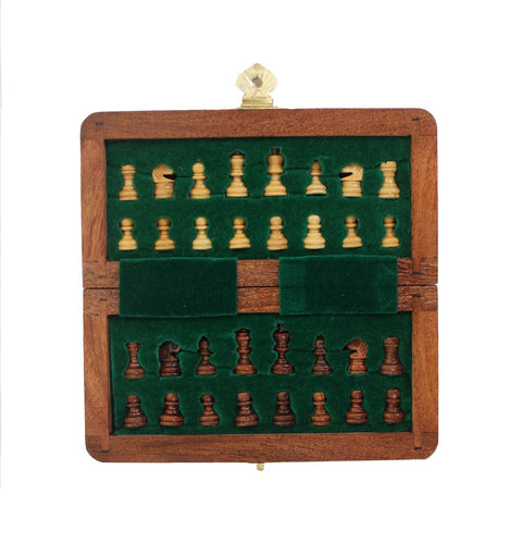 Italfama Magnetic Wooden Travel Chess Set Folding Board 13.5cm Italy
