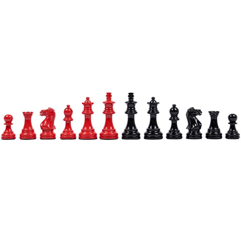 Italfama Handmade Wooden Chess Set Red Black Board Weighted Pieces Italy