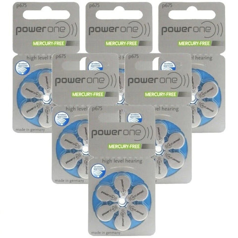 36x Power One Varta 675 PR44 Zinc Air Hearing Aid Batteries 1.45V
