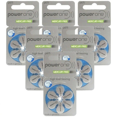 36x Power One Varta 675 PR44 Zinc Air Hearing Aid Batteries 1.45V