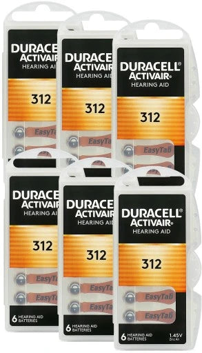 120x Duracell Activair 312 Hearing Aid Batteries Zinc Air 1.45V Mercury