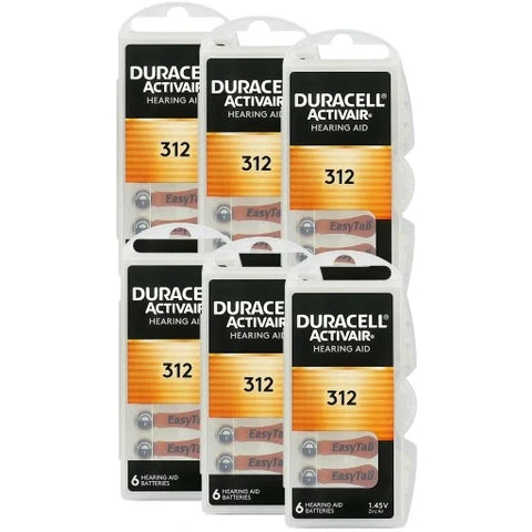 180x Duracell Activair 312 Hearing Aid Batteries Zinc Air 1.45V Mercury