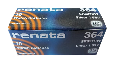 10x Renata 364 SR621SW Silver Oxide Watch Batteries 1.55V Swiss Made