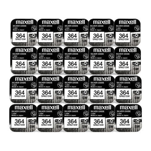 20x Maxell SR621SW 364 363 Button Cell Batteries 1.55V Multipack Japan