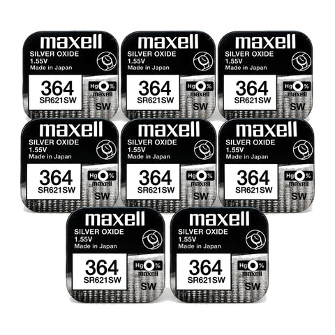 8x Maxell SR621SW 364 Watch Batteries 1.55V Silver Oxide Value Pack Japan