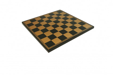 Italfama Gold Black Faux Leather Chess Board 40cm, 45mm Squares Italy