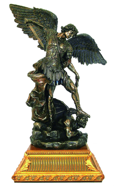 Italfama Saint Michael Archangel Statue 73cm Bronze Resin Gold Base Italy