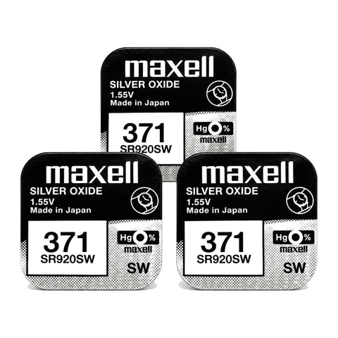 3x Maxell 371 370 SR920SW 1.55V Silver Oxide Watch Batteries Made in Japan