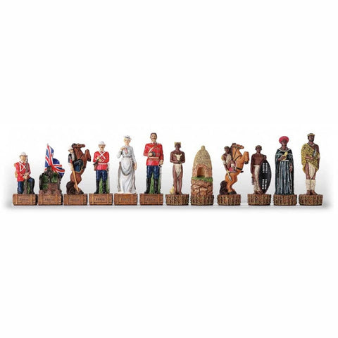 Italfama Anglo-Zulu War Chess Set Pieces Hand Painted Resin 8cm King