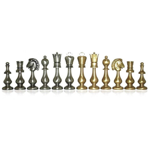 Italfama Brass Chess Set Gold Silver Plated with Leather Board Handmade