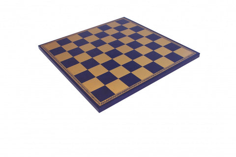 Italfama Gold Blue Faux Leather Chess Board 40cm, 4.5cm Squares Italy