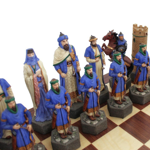 Italfama Crusaders vs Saracens Chess Set, Walnut/Maple 60cm Board Resin Pieces