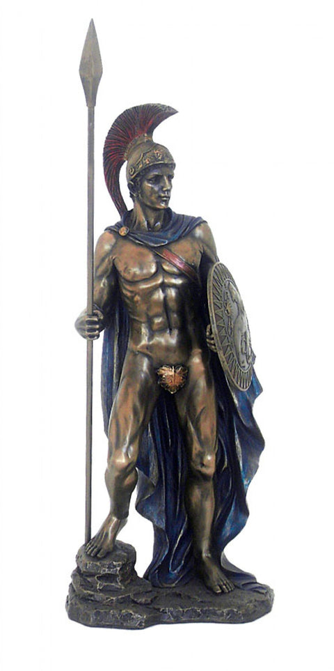 Ares Greek God of War Bronze Resin Statue 36cm Handmade Italy Italfama