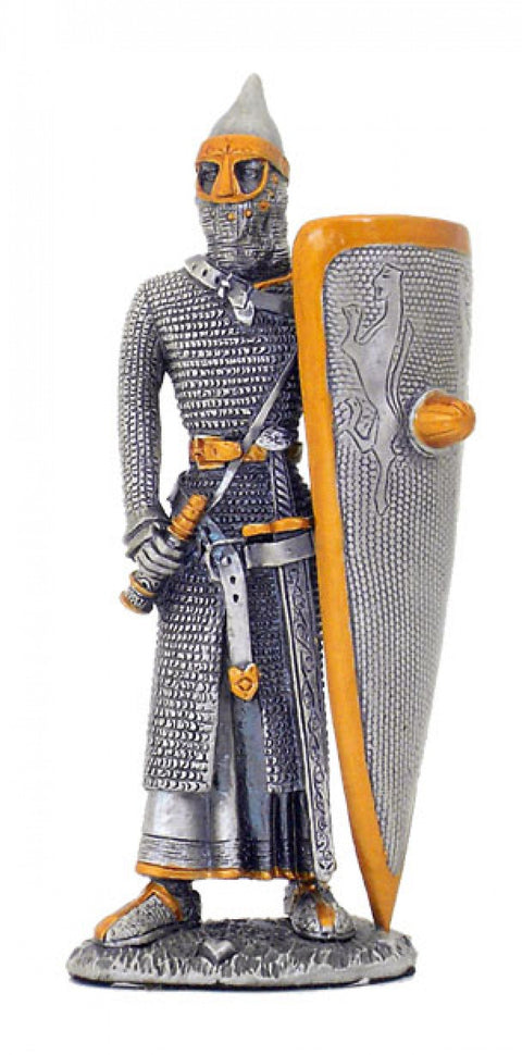 Italfama Pewter Soldier with Shield Figurine, Hand-Painted, 11cm Italy