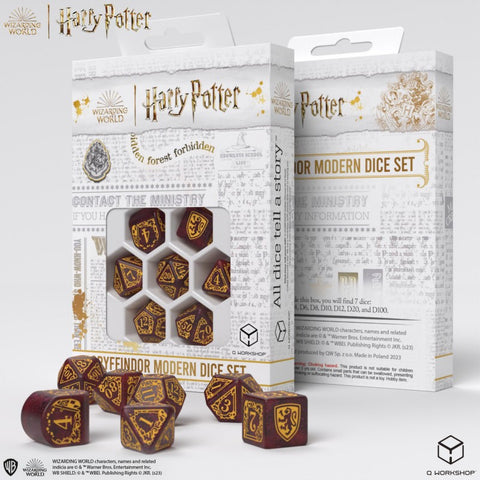 Harry Potter. Gryffindor Modern Dice Set Red Role Playing Games Q-Workshop NEW