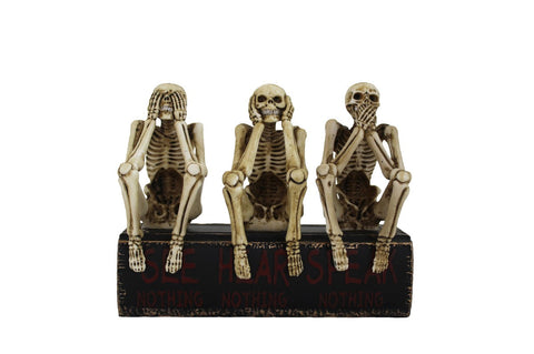 Three Wise Skeletons on Book Resin Statue Hand Painted Gothic Decor Italfama