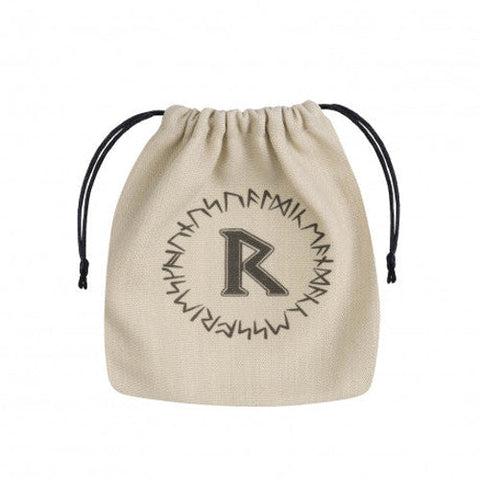Q-Workshop Runic Raido Dice Bag Beige Black Cotton for RPG Dice