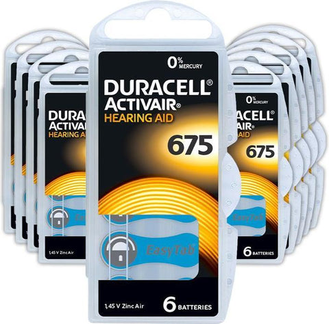 120x Duracell 675 Activair Hearing Aid Batteries Zinc Air 1.45V Mercury Free
