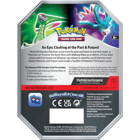 Pokemon TCG Walking Wake ex Paradox Clash Tin w/ 4 Scarlet & Violet Packs