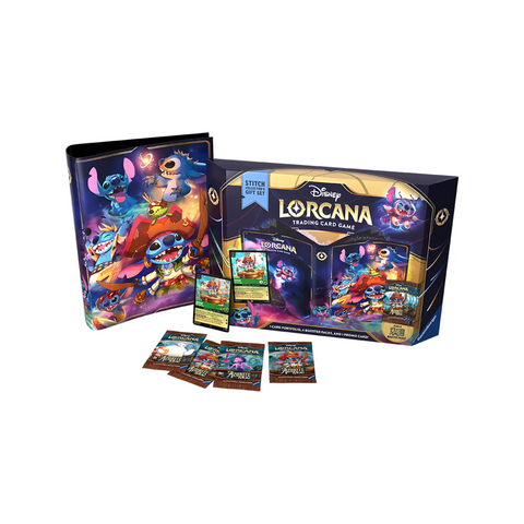 Disney Lorcana Azurite Sea Stitch Gift Set Portfolio + 4 Boosters Foil Card