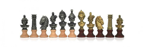 Italfama Roman Chess Pieces, Metal & Wood, Gold/Silver Plated, Made in Italy
