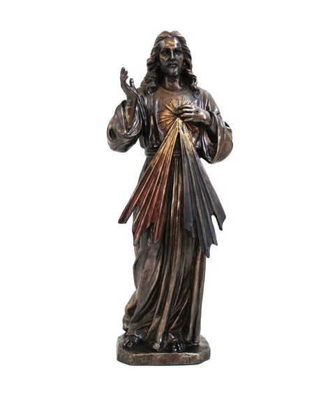 Divine Mercy Jesus Statue 21cm Resin Bronze Catholic Decor Made in Italy