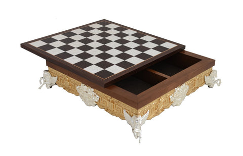 Italfama Roman Empire Gold Silver Plated Chess Board 43x43cm with Storage