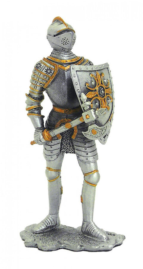 Italfama Pewter Knight with Axe Figurine, Hand-Painted, 11cm, Made in Italy