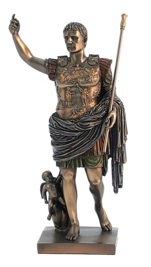Augustus Caesar Roman Emperor Statue 29cm Bronze Resin Italfama Italy