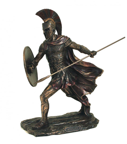 Achilles Greek Hero Bronze-Finish Resin Statue 29cm, Handcrafted Italfama Italy