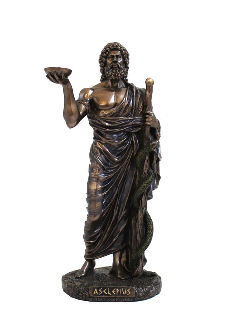 Asclepius Greek God of Medicine Bronze Resin Statue 16cm Italfama Italy