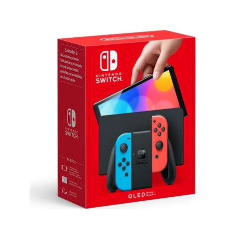 Nintendo Switch OLED Console Neon Blue & Red 64GB Handheld with Dock