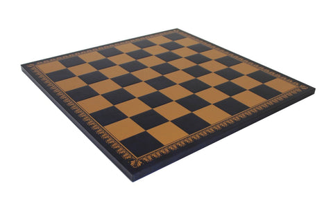 Italfama Gold Black Faux Leather Chess Board 45cm, Made in Italy