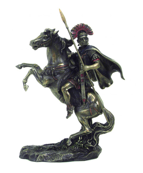 Alexander the Great on Horse Bronze Resin Statue 28cm Italfama Italy