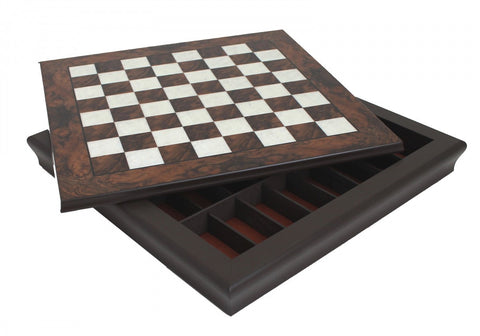 Italfama Walnut Chess Board with Storage 50x50cm Luxury Made in Italy