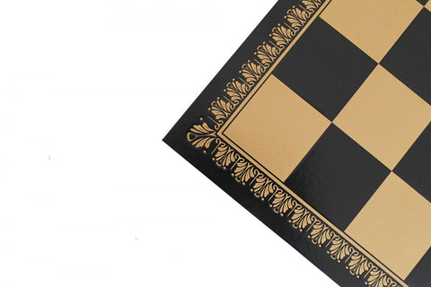 Italfama Gold Black Faux Leather Chess Board 45cm, Made in Italy