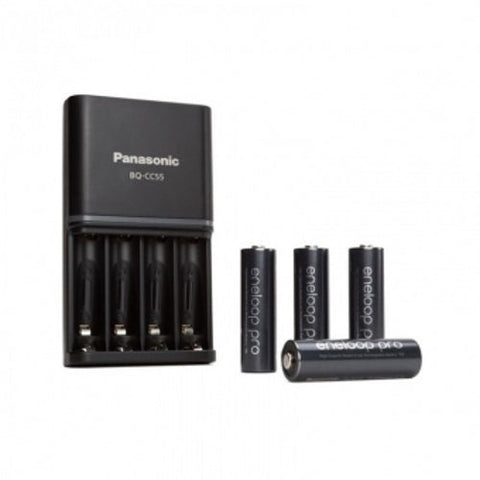 4x Panasonic Eneloop Pro AA Batteries + BQ-CC55 Smart Charger Set